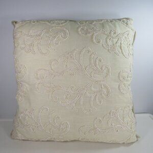 Cream Punch Embroidered Pillow Tone on Tone swirl design Organic Modern Textured